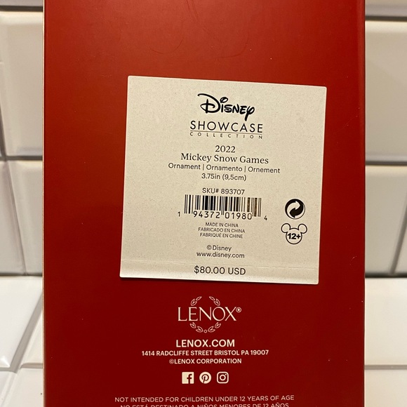 Lenox Disney Mickey Mouse Snow Games 2022 Ornament New in Box / NWT - Picture 3 of 5
